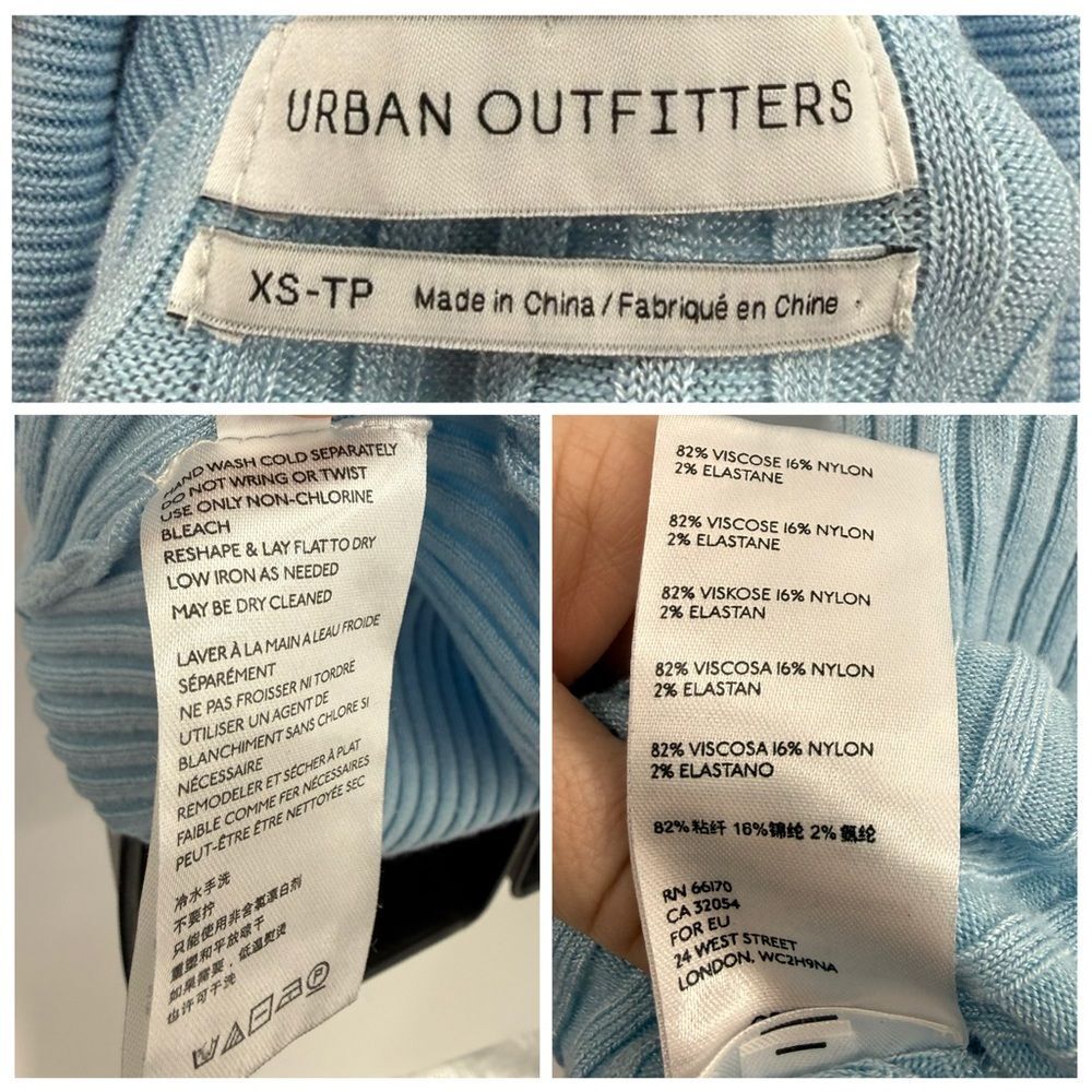 Urban Outfitters Ribbed Polo Button-Front Mini Dress in Light Blue | Size XS - Picture 7 of 7